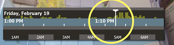 A motion histogram shows movement in March Networks Command video management software