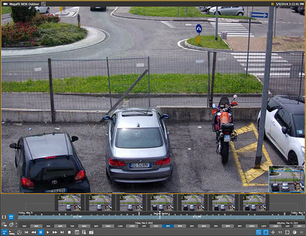 Video surveillance thumbnails are seen in video management software