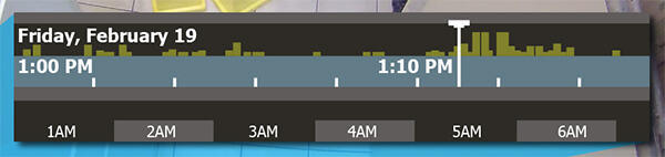 a timeline with graphs is seen within the March Networks Command software user interface