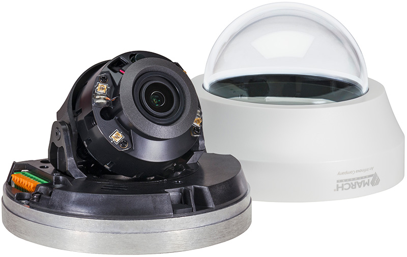 the SE2 Indoor IR Dome security camera is seen with its dome covering off.