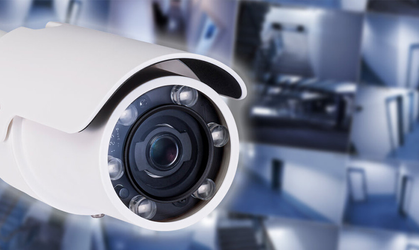 A security camera overlooks video surveillance footage