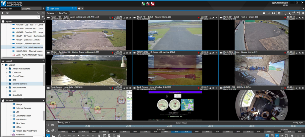Computer monitor showing multiple camera views