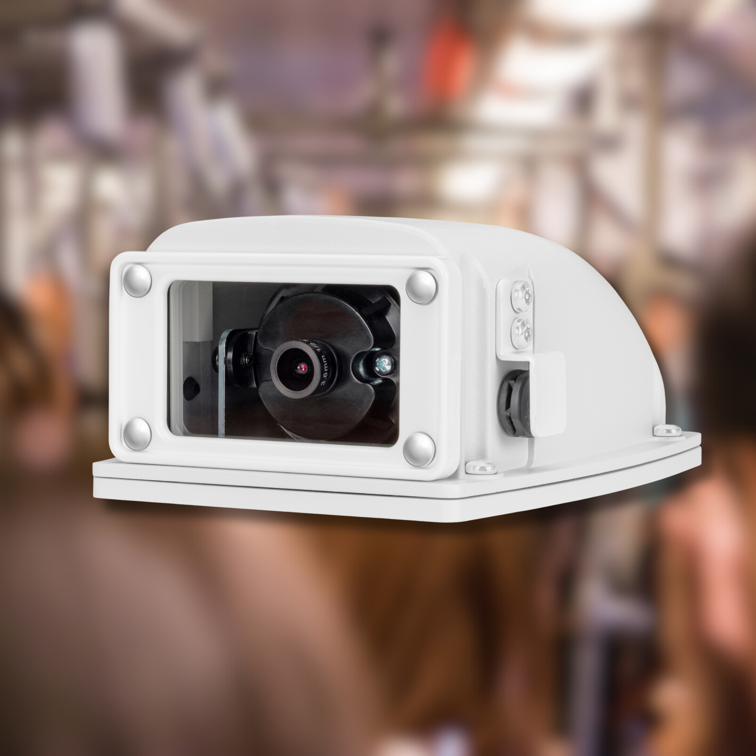 SE2 Fleet Wedge camera photo on top of blurred passengers in a transit vehicle background